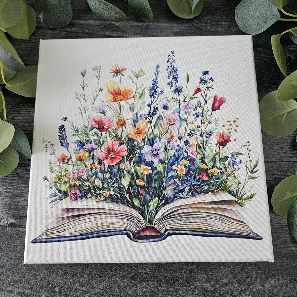 Floral Book Art Canvas